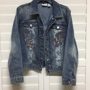 Denim jacket with faux worn look by Chico’s
